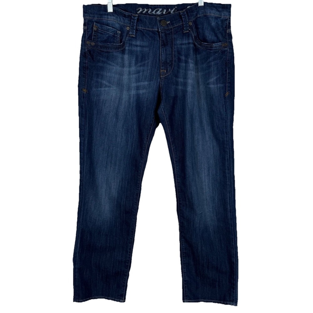 Mavi Jeans Mens 36x32 Blue Zach Low Rise Easy Straight Leg Stretch Dark Wash